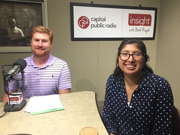 Politifact California reporter Chris Nichols (left) and intern Sami Soto join Insight in studio.